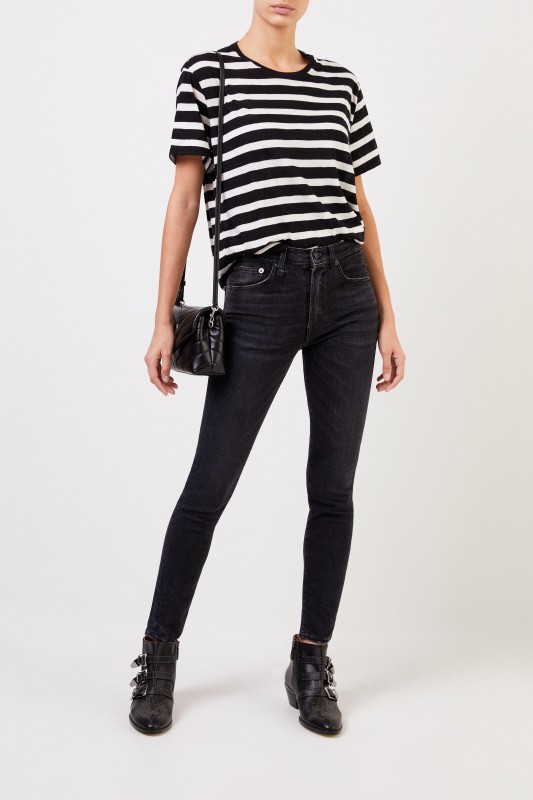 Highrise Skinny-Jeans mit Waschung Schwarz