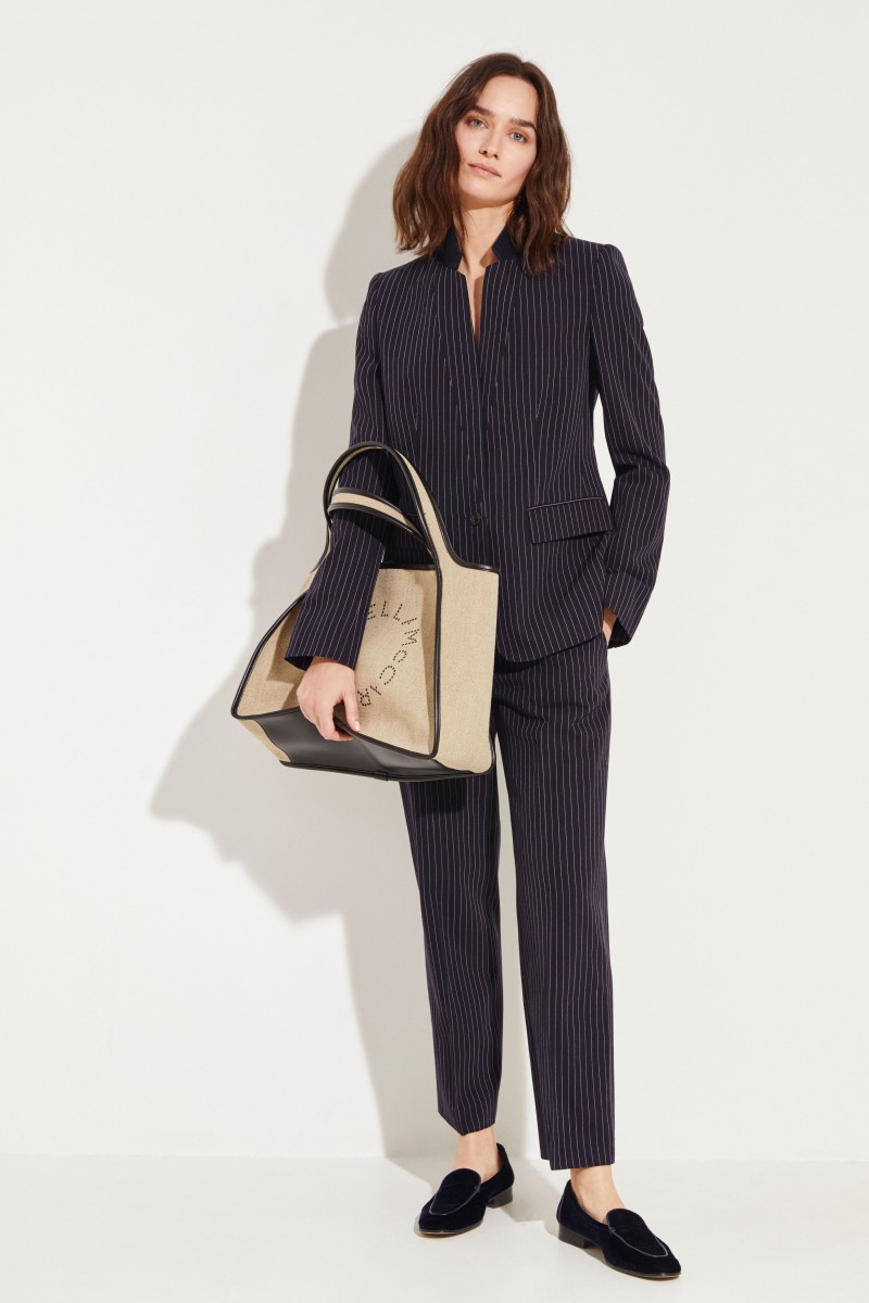 Gestreifter Wollblazer Marineblau