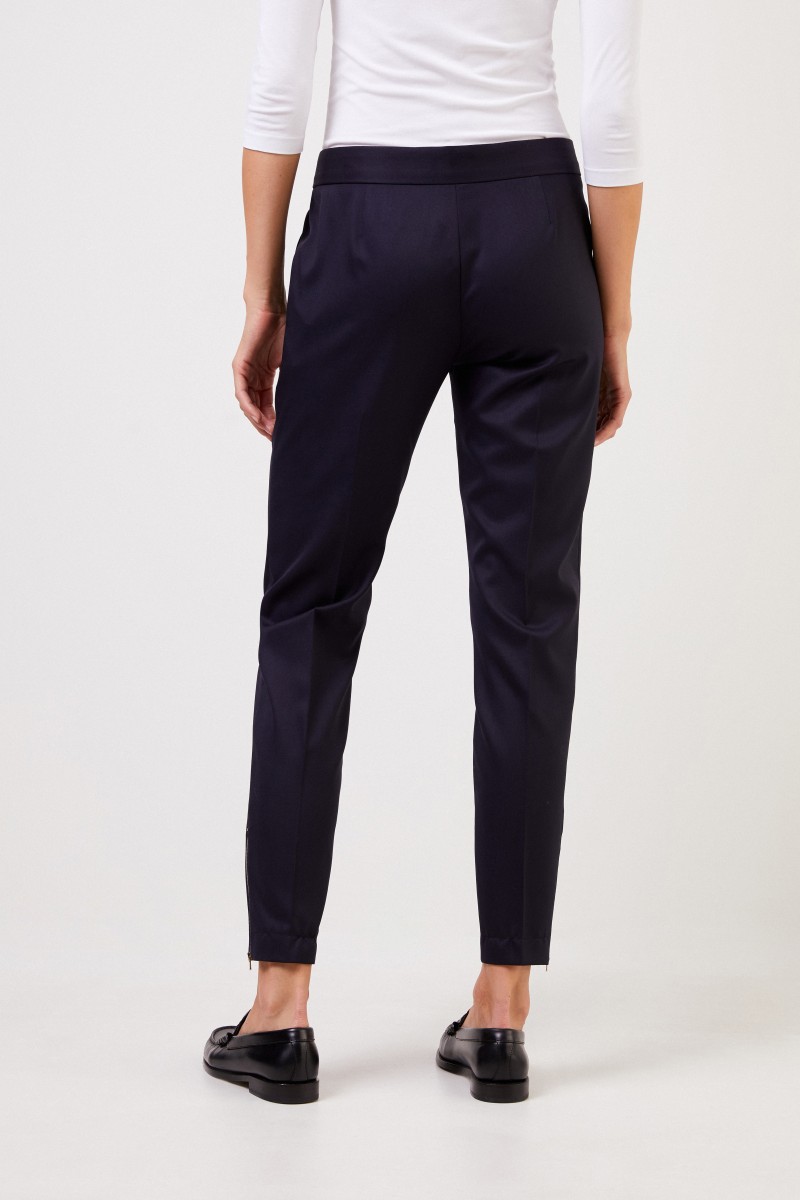 Woll-Hose 'Vivian' mit Reißverschlüssen Marineblau