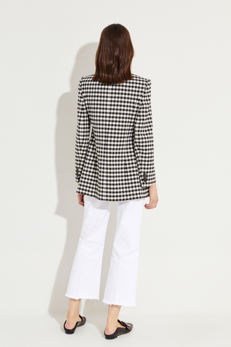 Karierter Wollblazer Schwarz