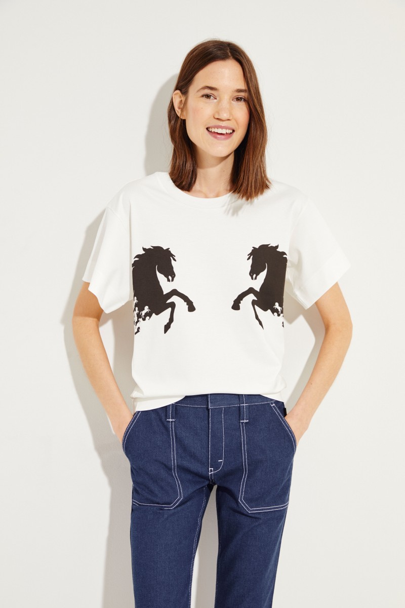T-Shirt mit Pferde-Print Iconic Milk