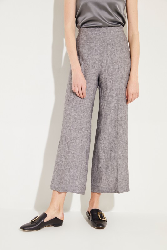 Weite Leinen-Hose Grau
