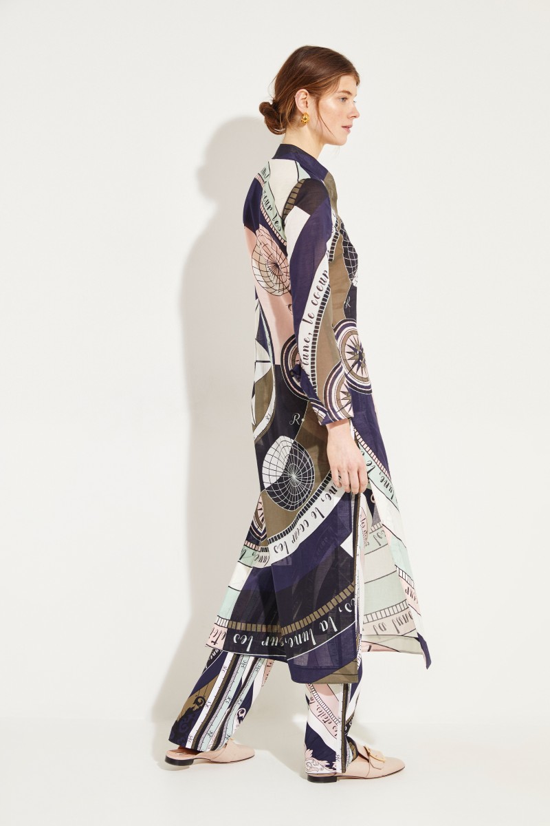 Langer Baumwoll-Kaftan 'Stephanie' mit Print Multi