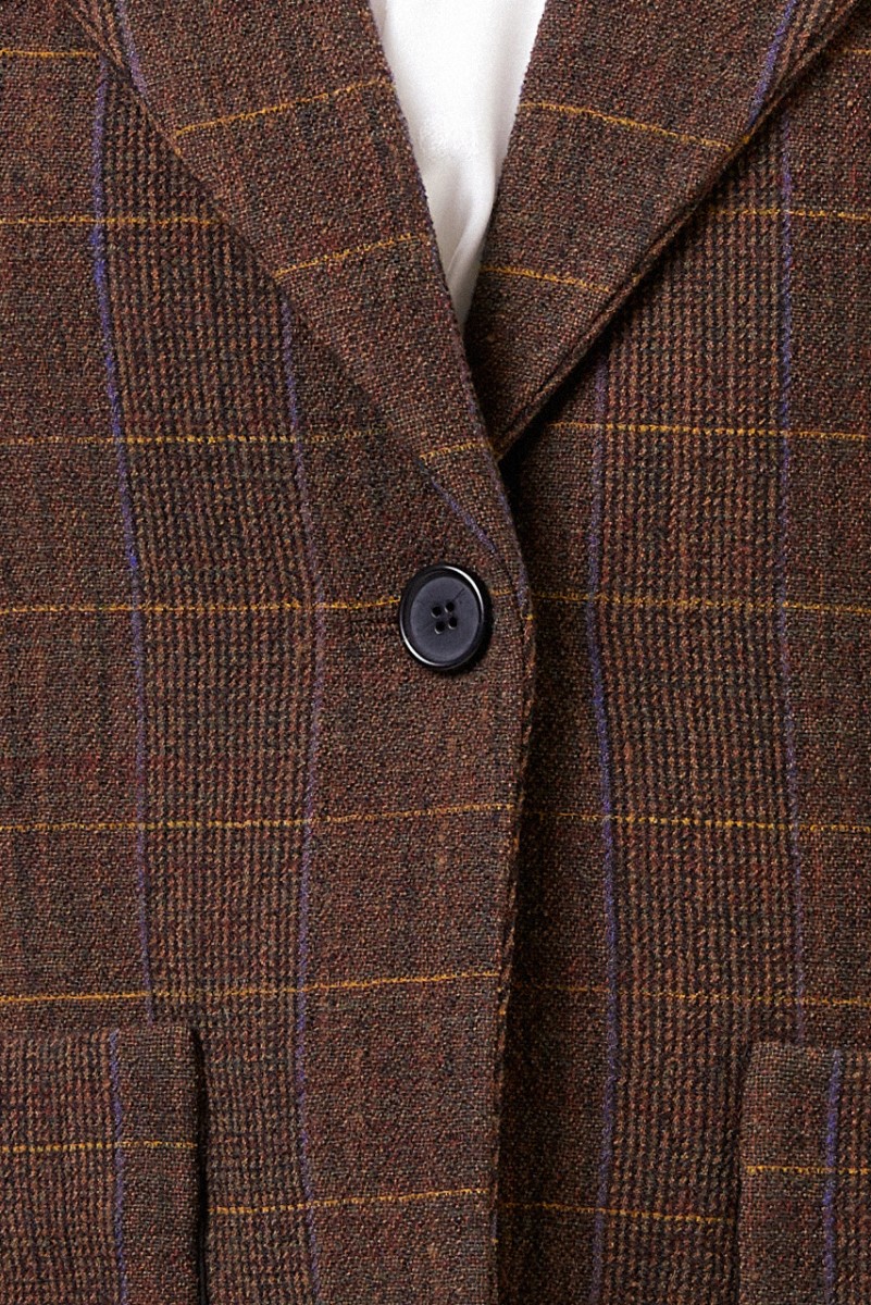Woll-Blazer mit Kaormuster Braun/Multi