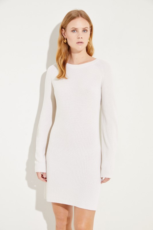 Seiden-Cashmere-Kleid Crème