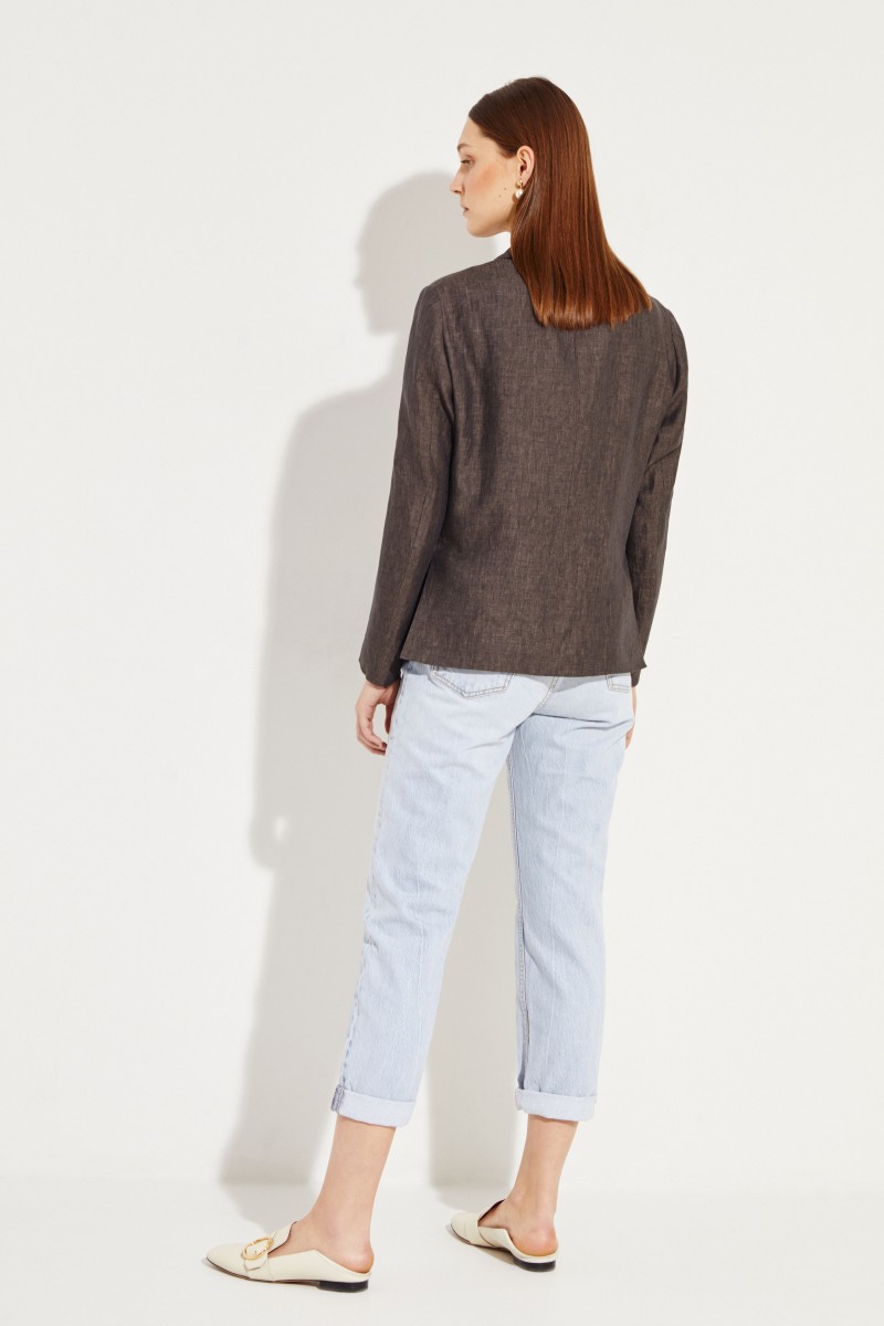Leinen-Blazer Braun