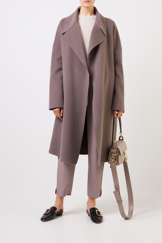 Cashmere-Mantel 'Eirin' mit Gürtel Taupe