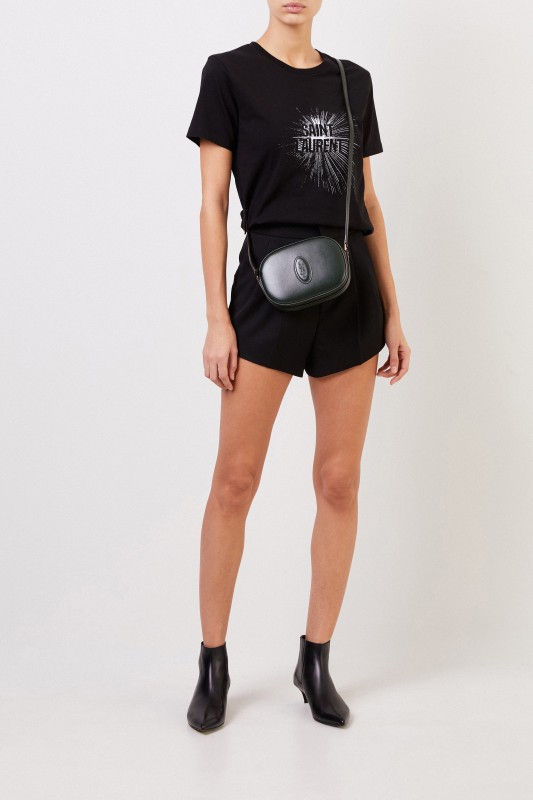 Baumwoll-Shirt mit Logo-Print Schwarz/Weiß