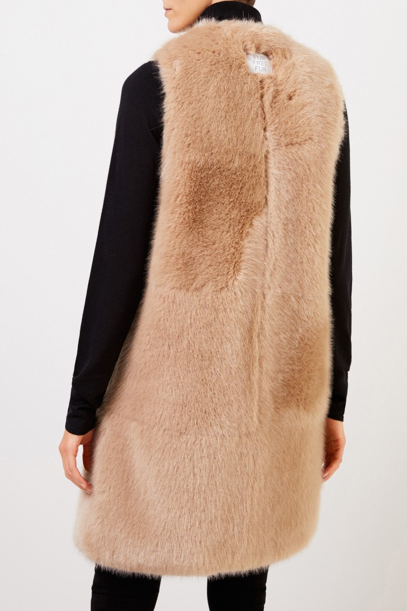 Stella McCartney Lange Faux Fur Weste Beige
