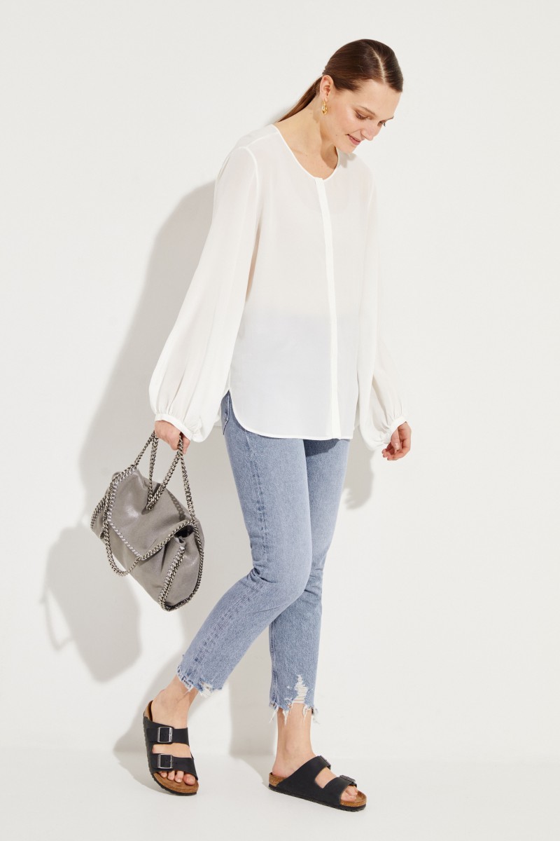 Seidenbluse 'Aerin' Crèmeweiß