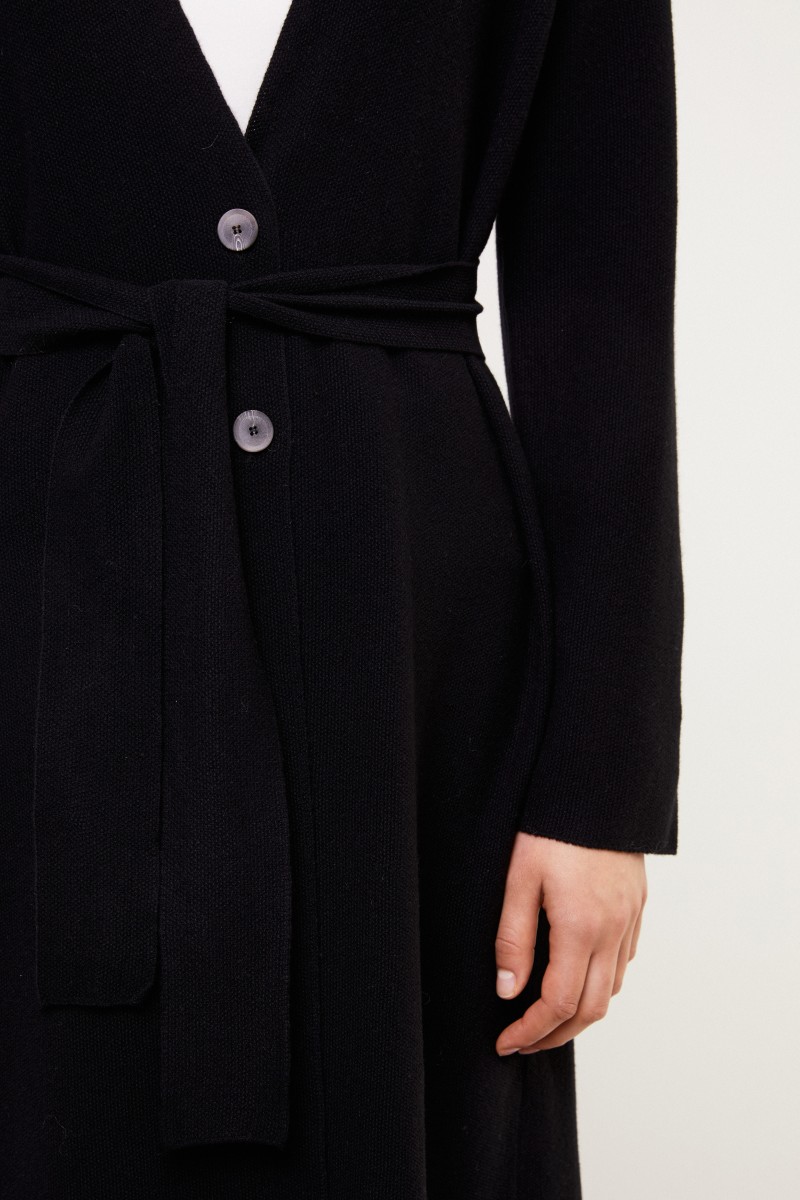 Fabiana Filippi Woll-Seiden-Cardigan mit Gürtel Schwarz