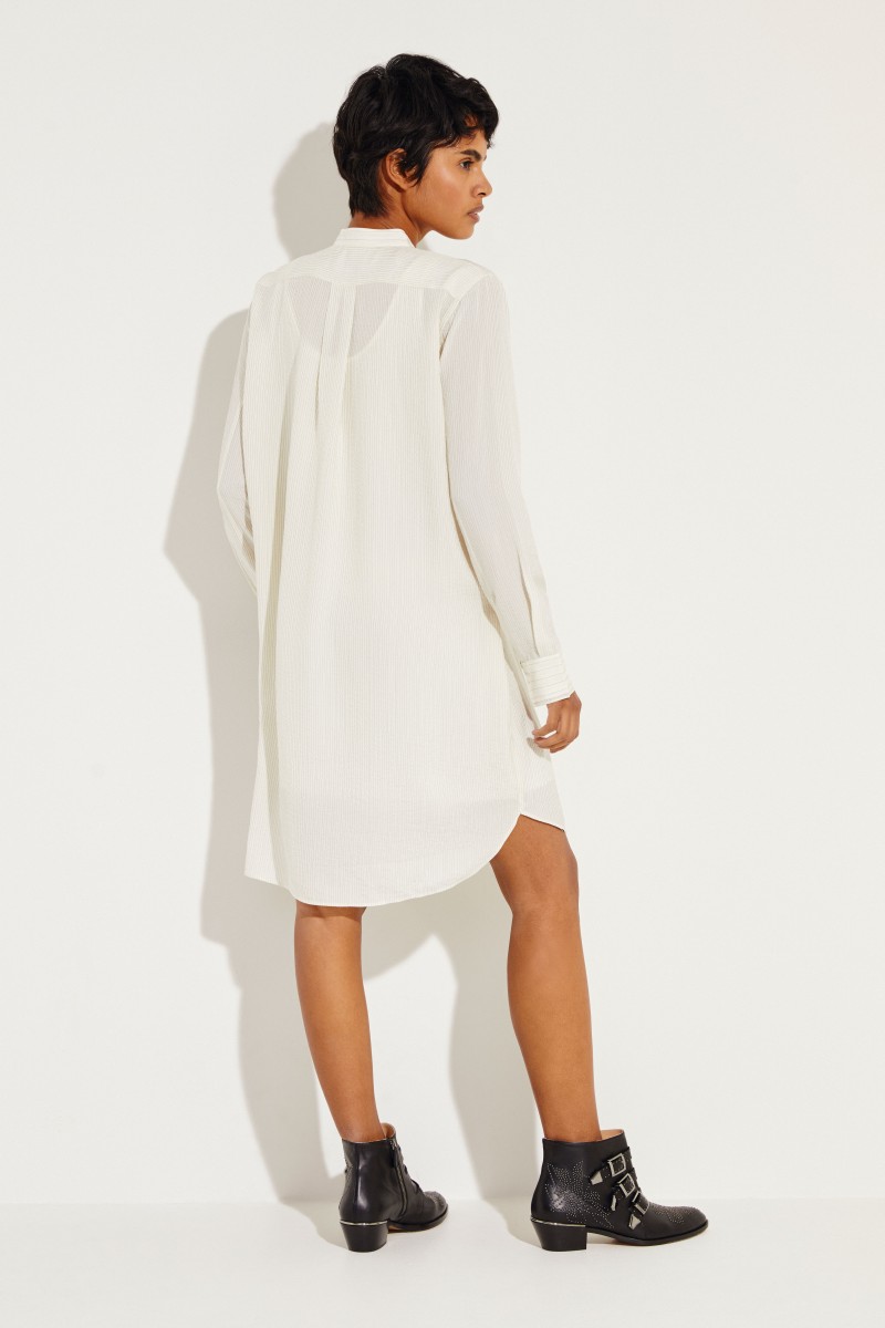 Gestreiftes Seiden-Kleid 'Alfie' Beige