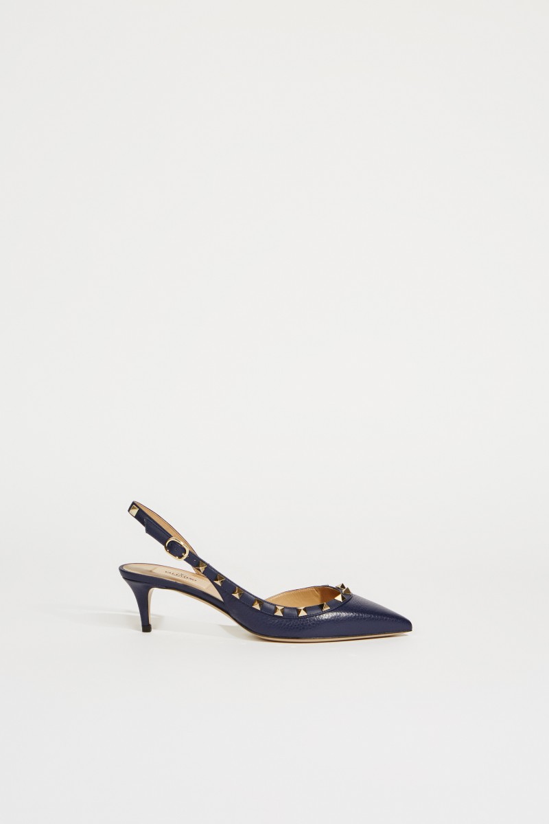 Slingback mit Nietendetails Blau