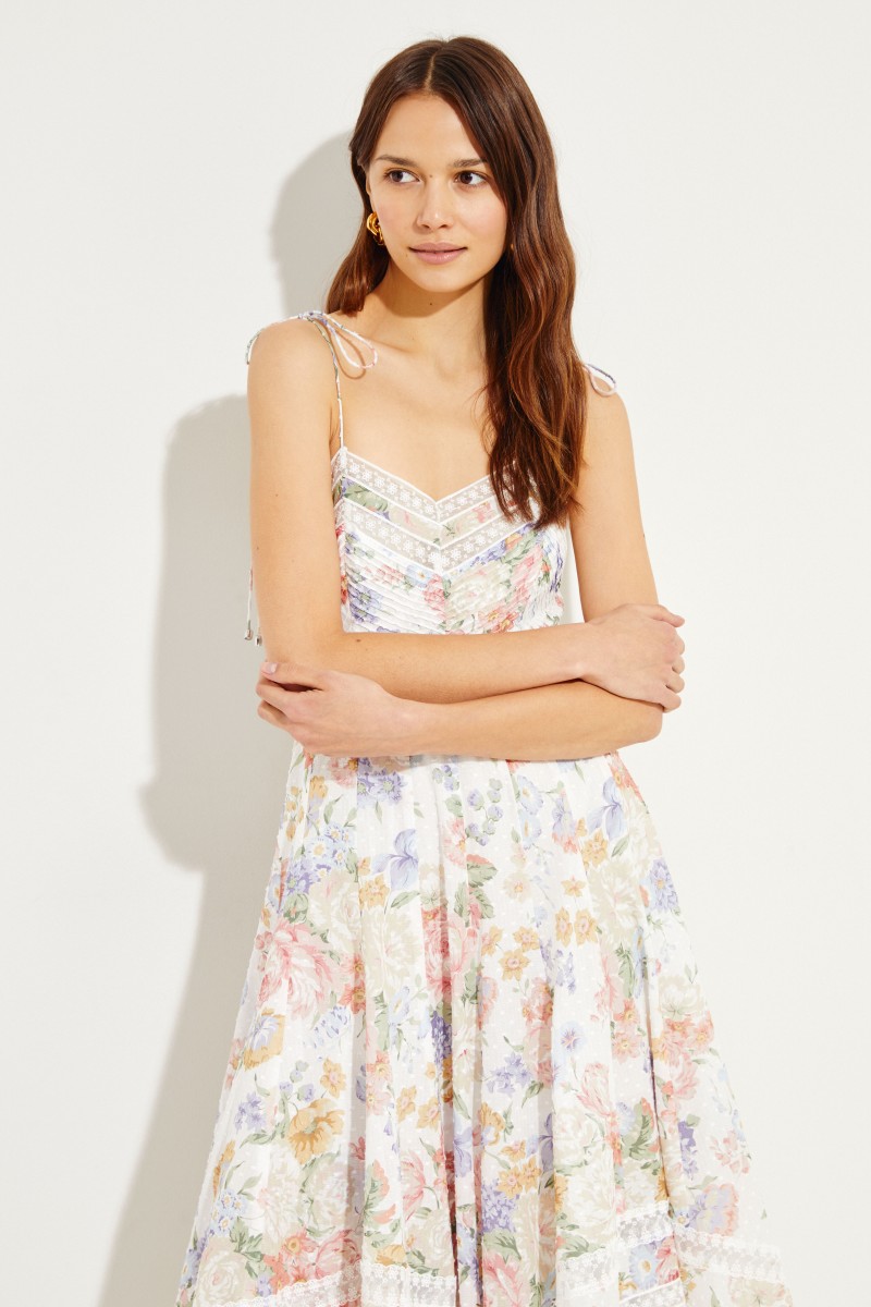 Zimmermann Langes Kleid mit asymmetrischem Saum Multi