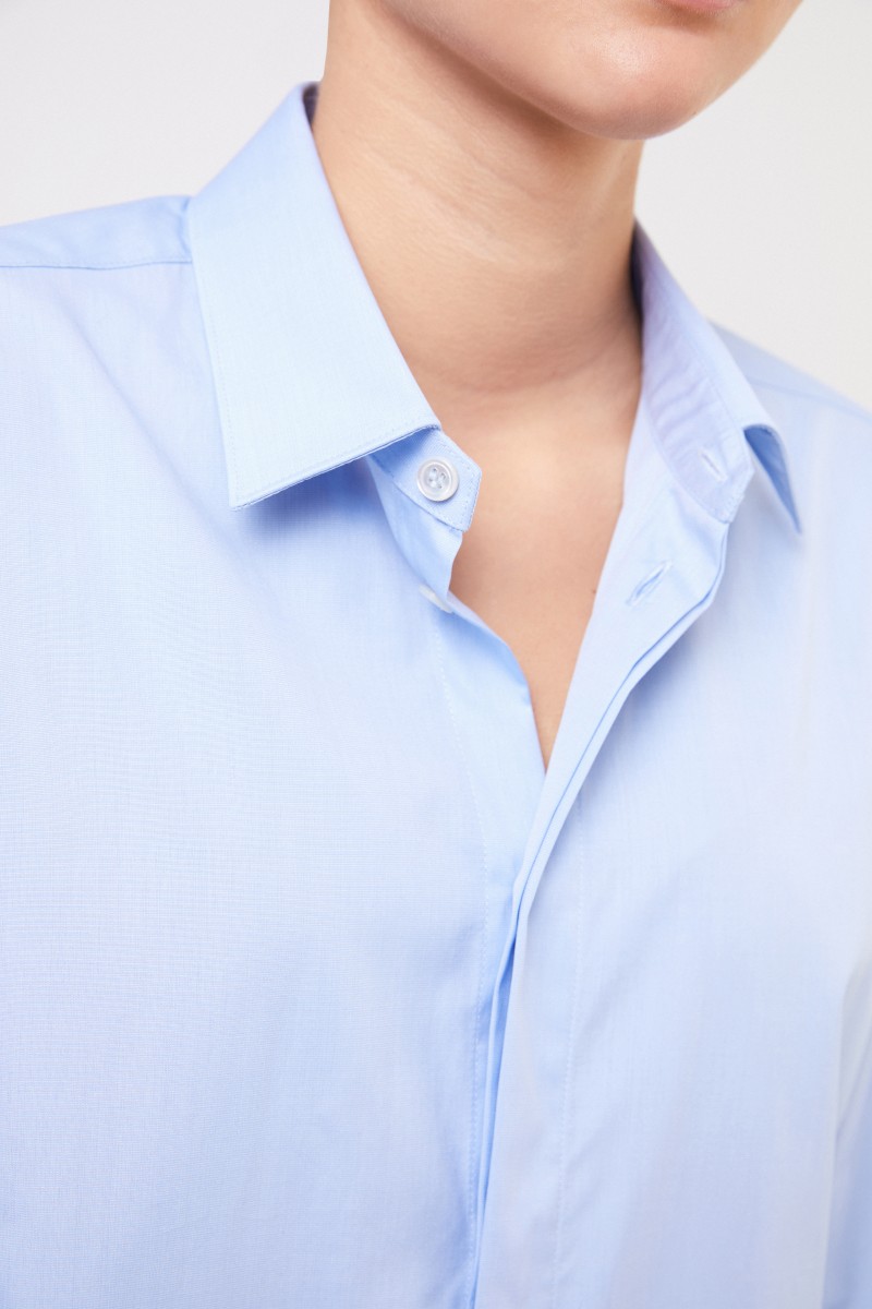 Bottega Veneta Klassische Baumwoll-Bluse Hellblau