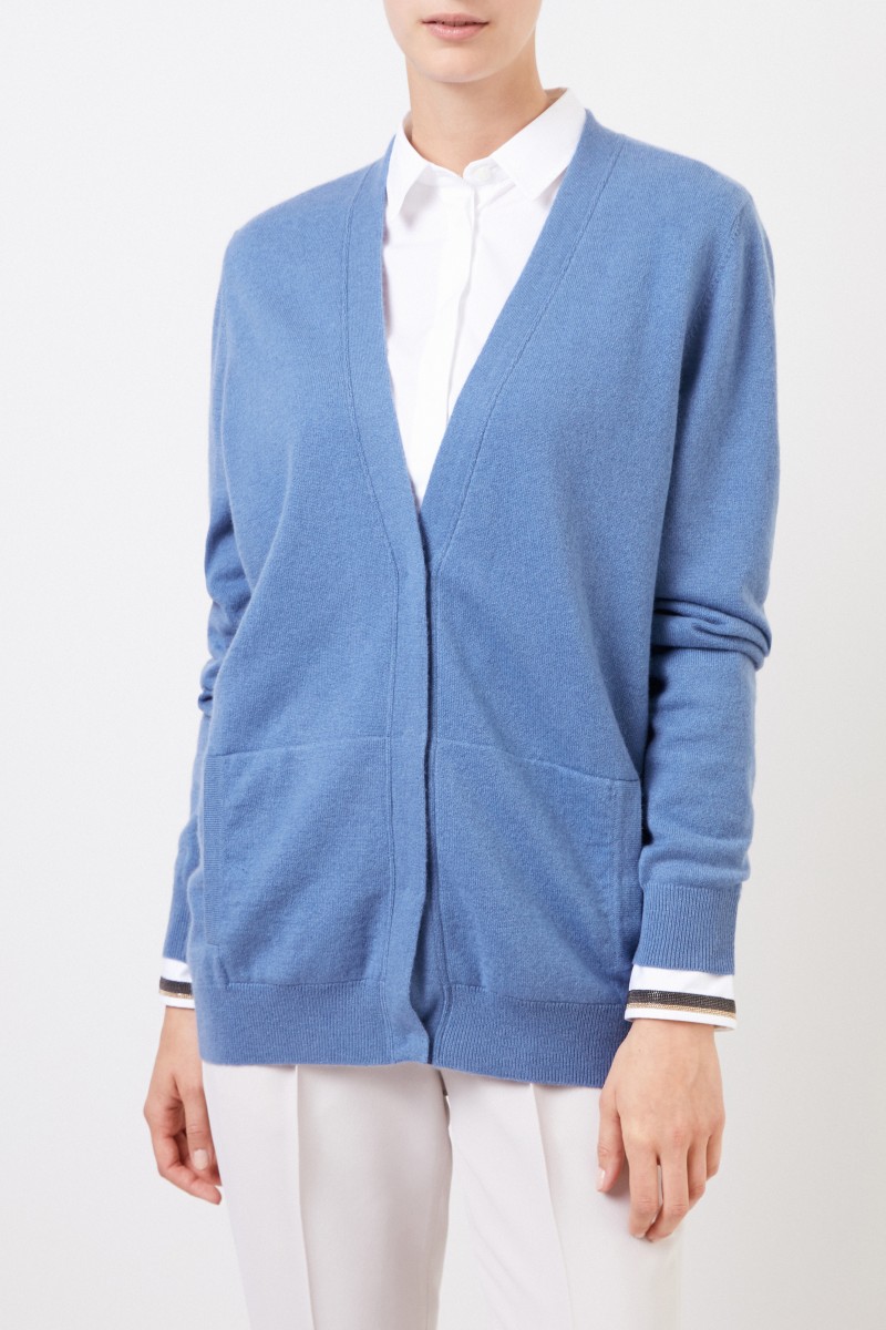 Brunello Cucinelli Cashmere Cardigan Blau