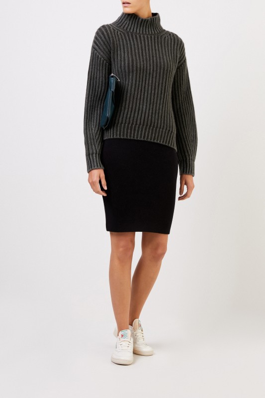 Iris von Arnim Cashmere-Rock 'Divon' Schwarz/Khaki