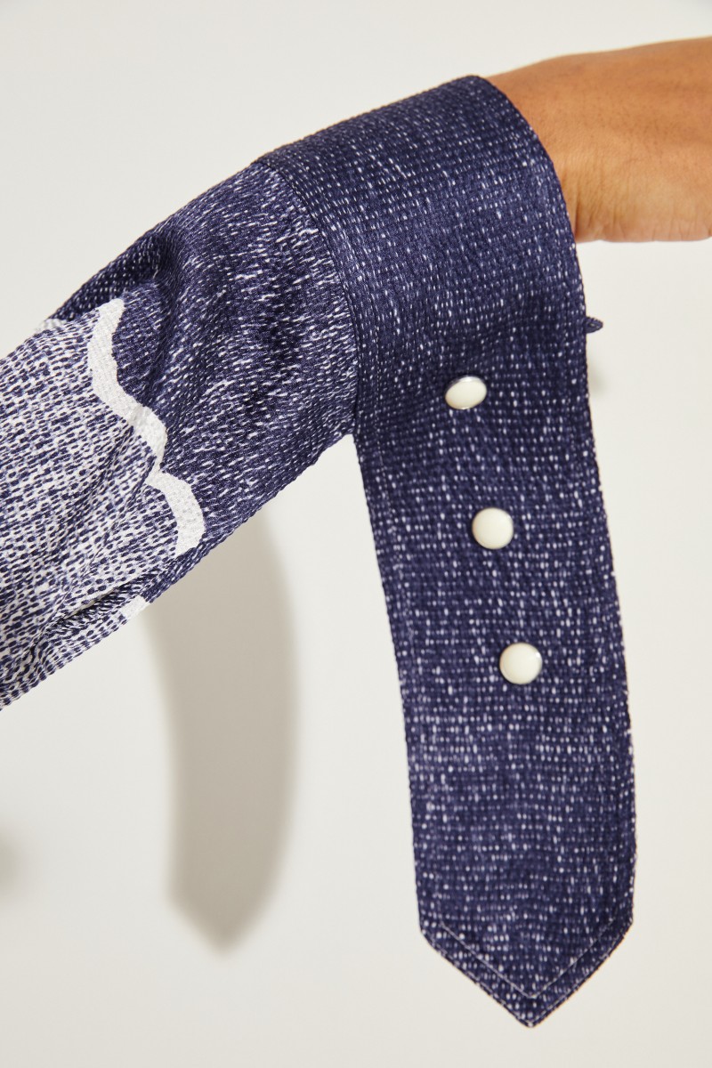 Bluse mit Manschetten Details Blau