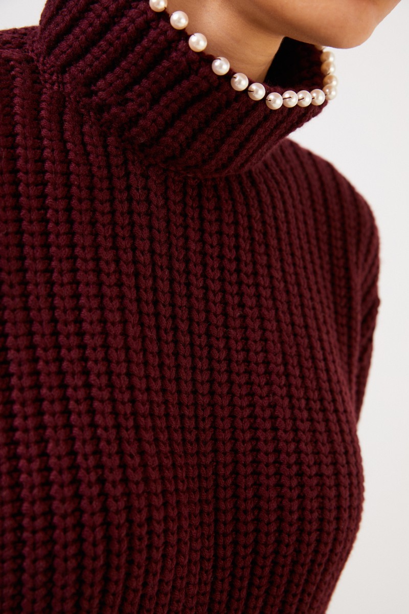 Loewe Cashmere-Pullover mit Perlenverzierung Bordeaux