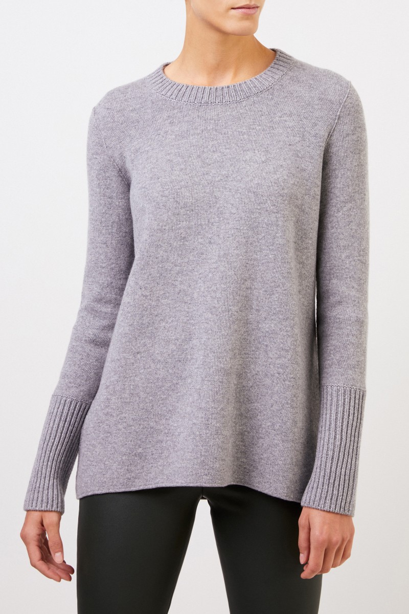 Cashmere-Doubleface-Pullover 'Posy' Grau