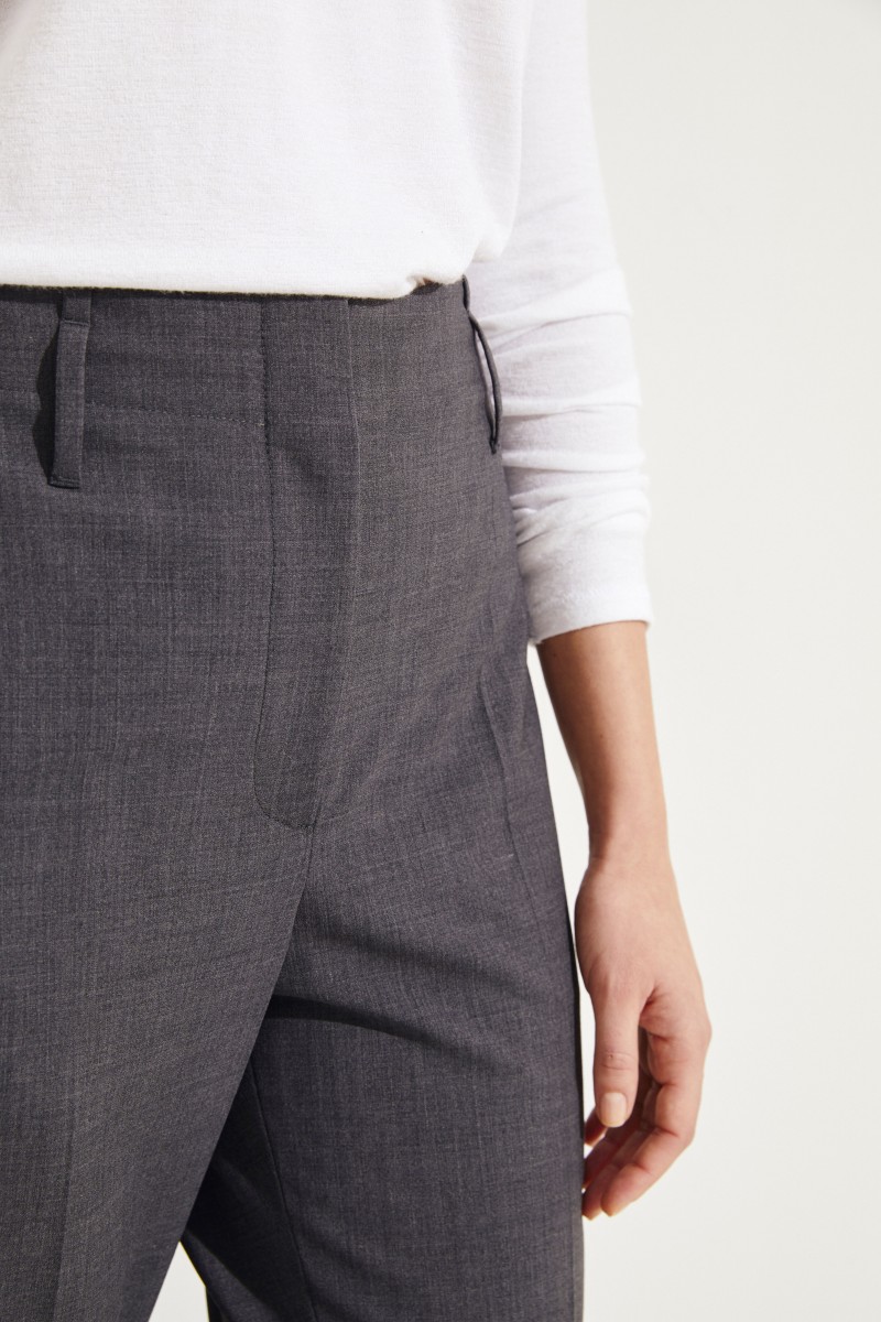 Woll-Hose mit Perlenverzierung Grau