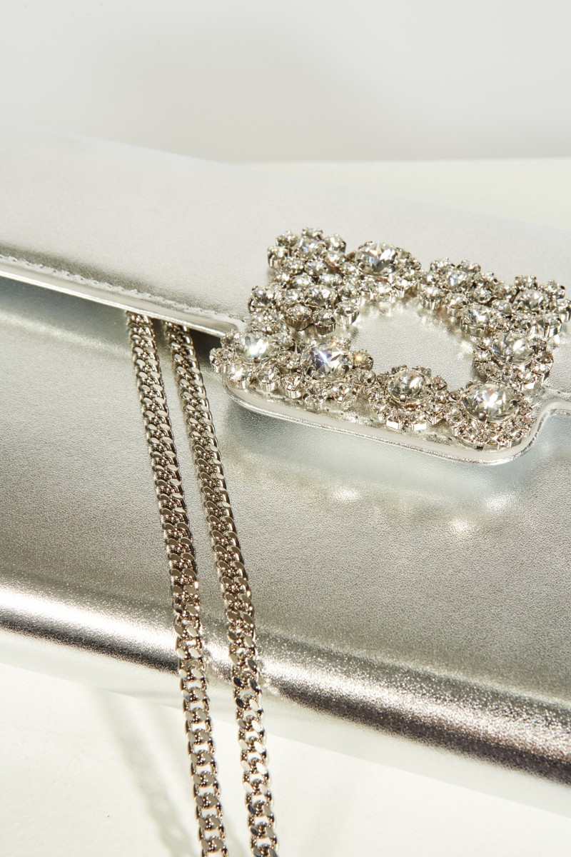 Satin-Clutch Silber