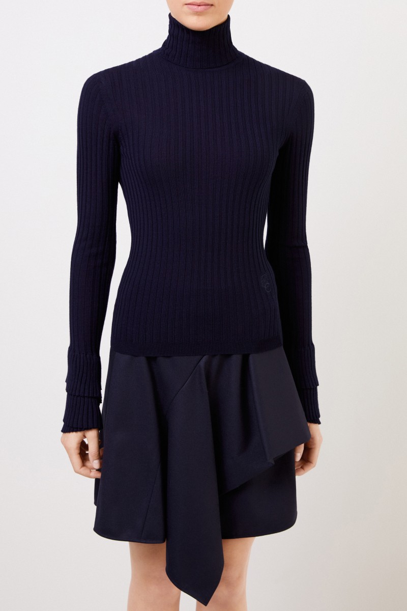 Chloé Woll-Rollkragenpullover Evening Blue