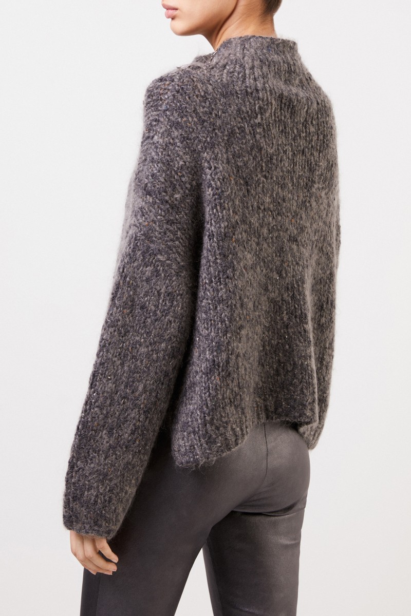 Fabiana Filippi Woll-Pullover mit Paillettendetails Anthrazit