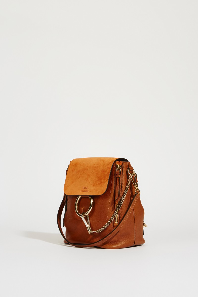 Rucksack 'Faye Backpack' mit Veloursleder-Details Tan