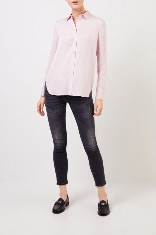 Vince Klassische Seidenbluse Rosé