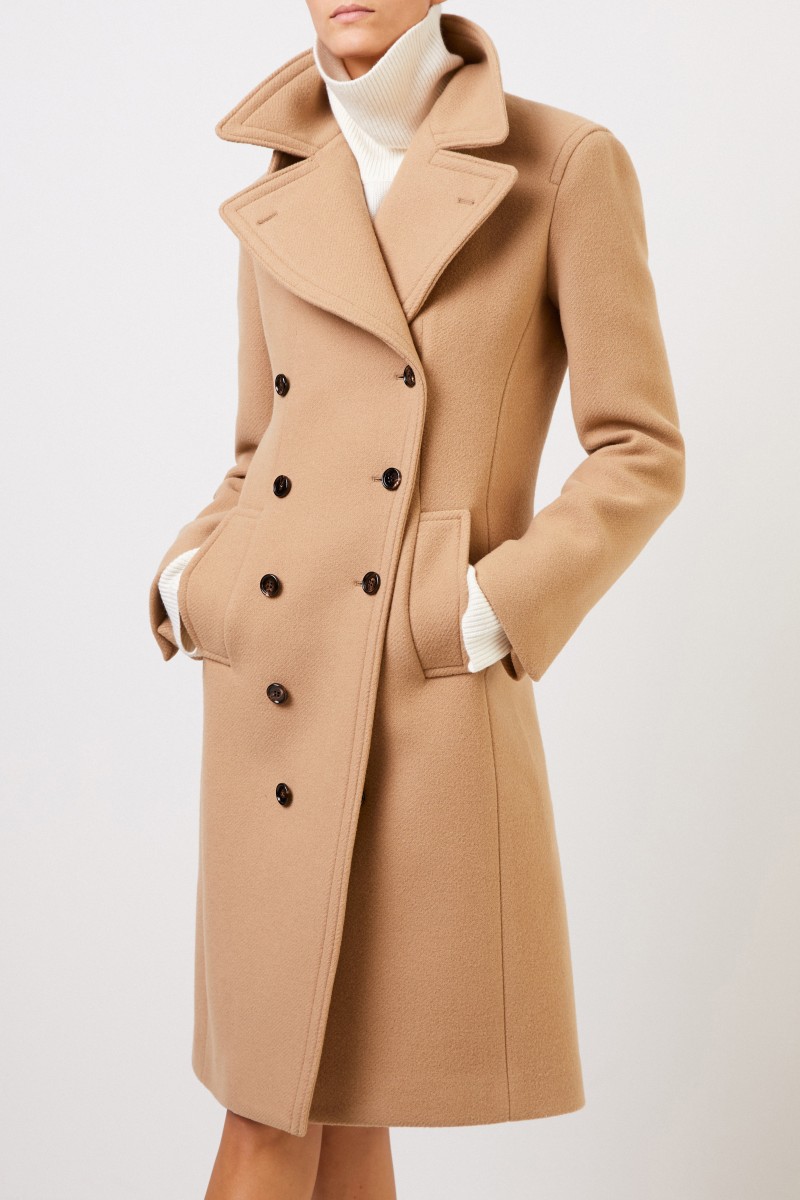 Chloé Zweireihiger Woll-Mantel Chestnut Cream