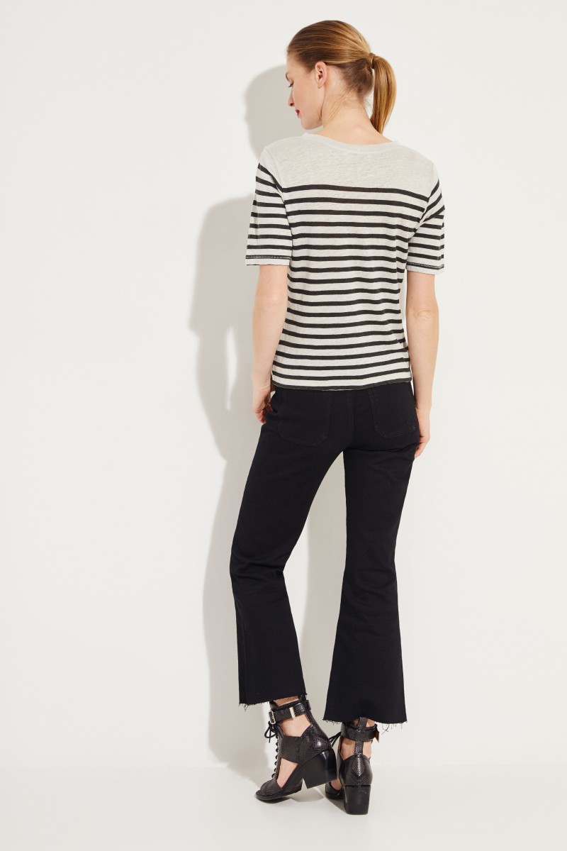 Gestreiftes T-Shirt Schwarz/Grau
