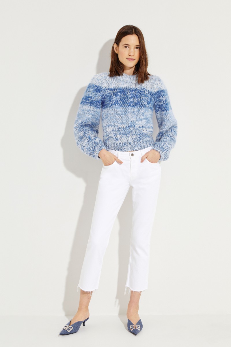 Cropped Jeans 'Helena' mit ausgefranstem Saum Blau