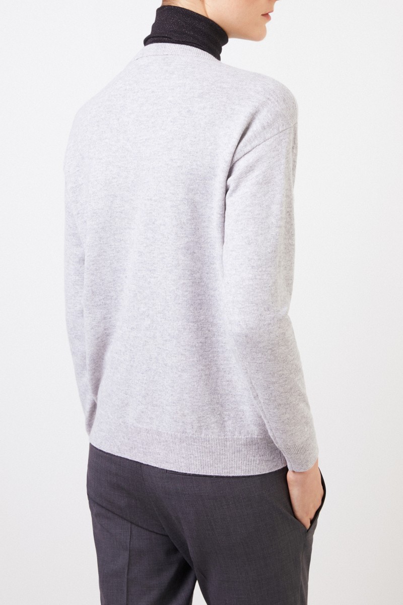 Brunello Cucinelli Klassischer Cashmere-Pullover Hellgrau