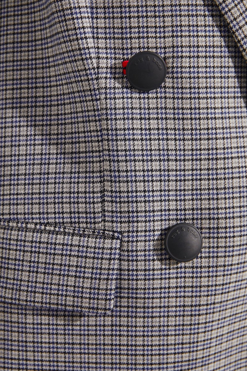 Woll-Blazer 'Ellie' mit Glencheck Grau/Blau