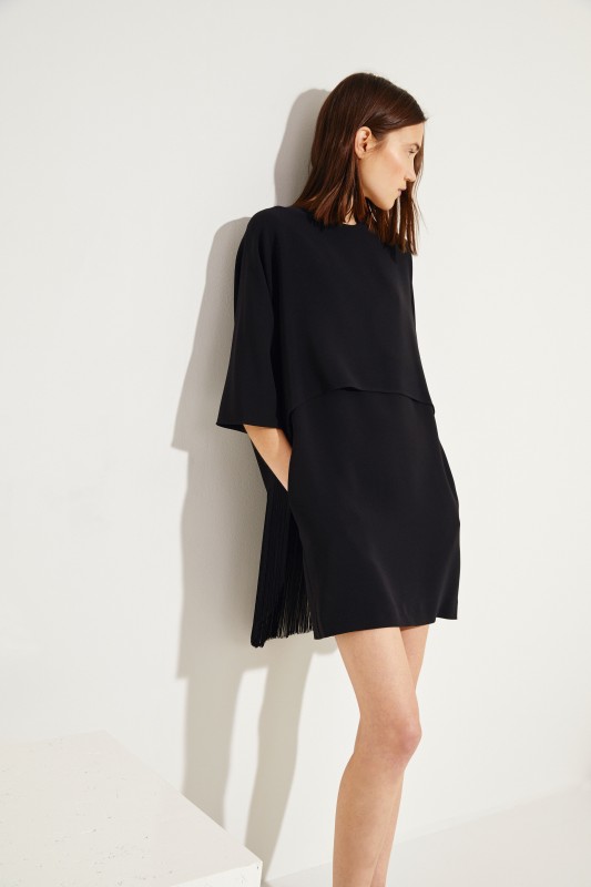 Stella McCartney Kleid mit Fransen Schwarz