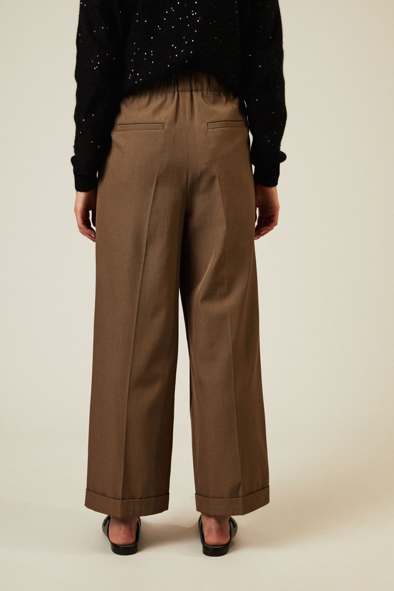 Woll-Hose mit weitem Bein Camel