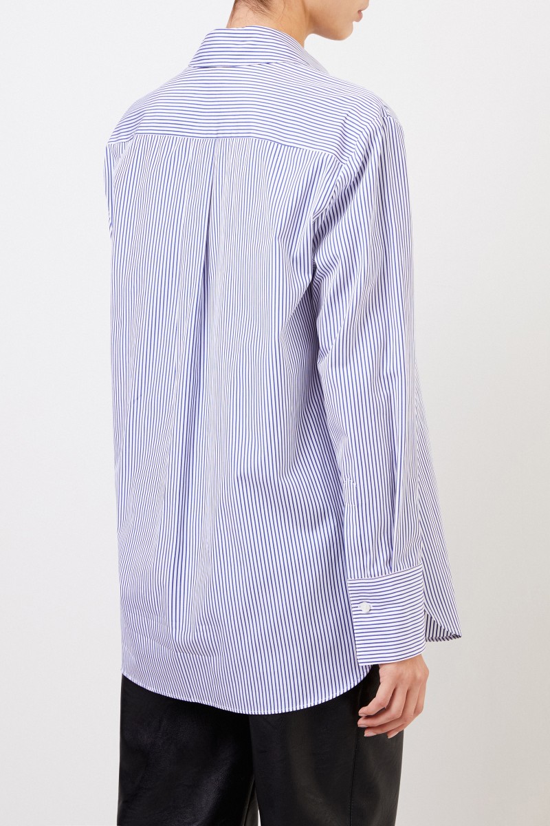Striped blouse with embroidery blue/white