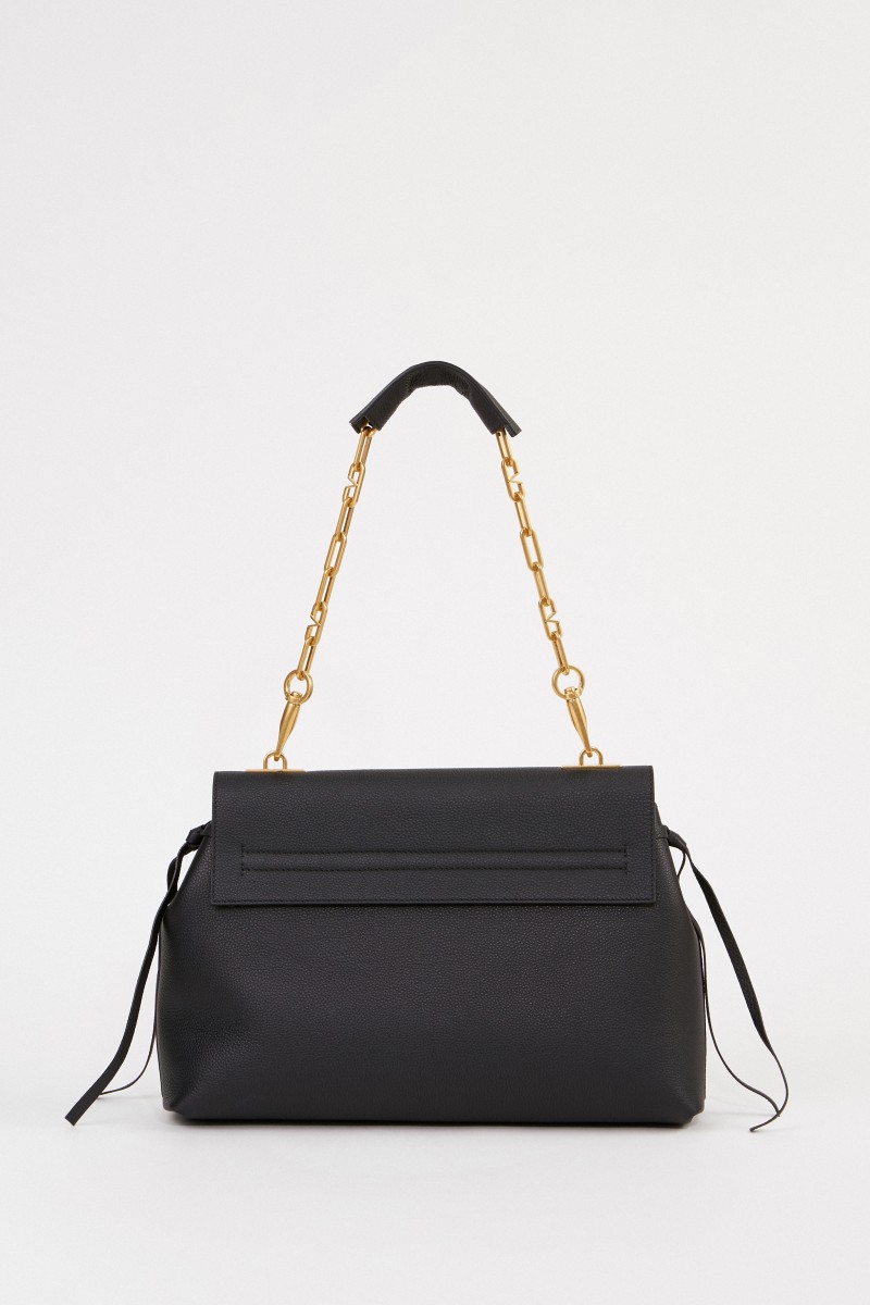 Valentino Leder-Tasche 'Vring' mit Kettenriemen Schwarz