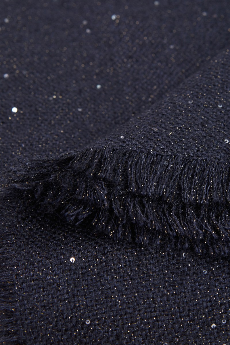 Brunello Cucinelli Seiden-Mohair-Schal mit Pailletten-Details Dunkelblau