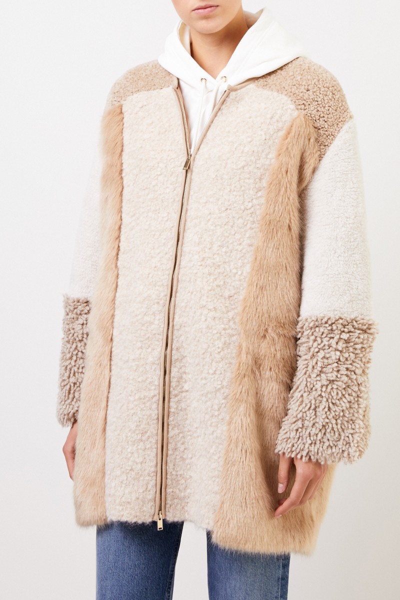 Faux Fur Mantel mit Detail Camel