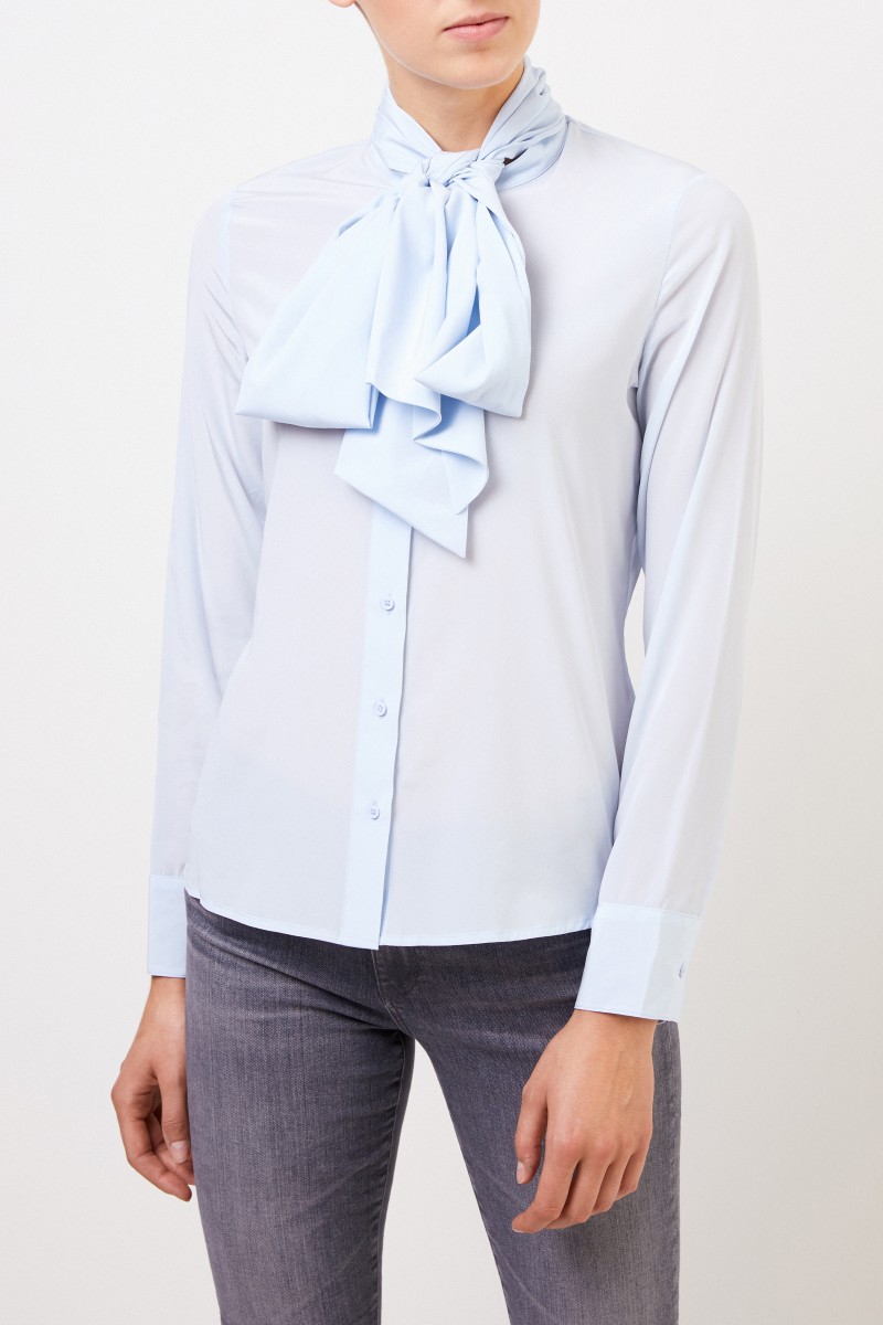 Steffen Schraut Seidenbluse mit abnehmbarem Bindedetail Hellblau
