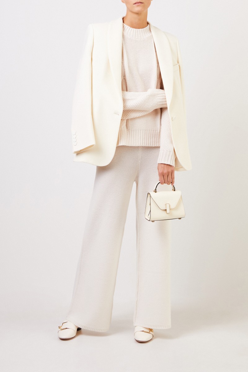 Blazé Milano Woll-Seiden-Blazer 'Essential Resolute' mit Gürtel Crème