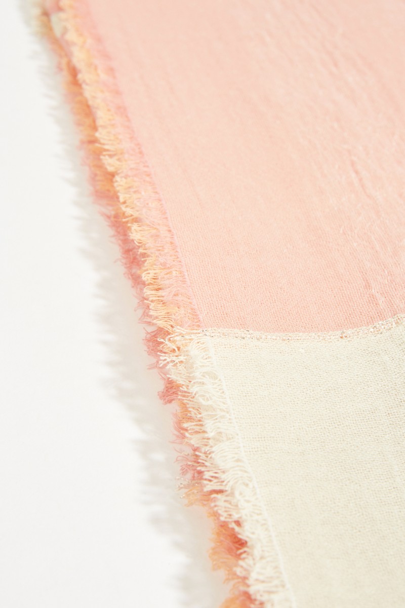 Leinen- Schal mit Lurexfäden Rosé/Crème