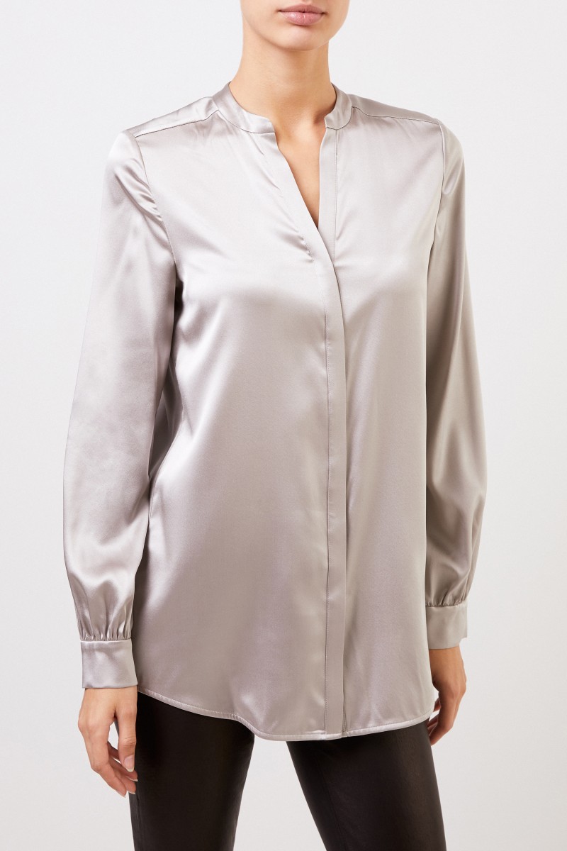 Seidenbluse mit Detail Grau