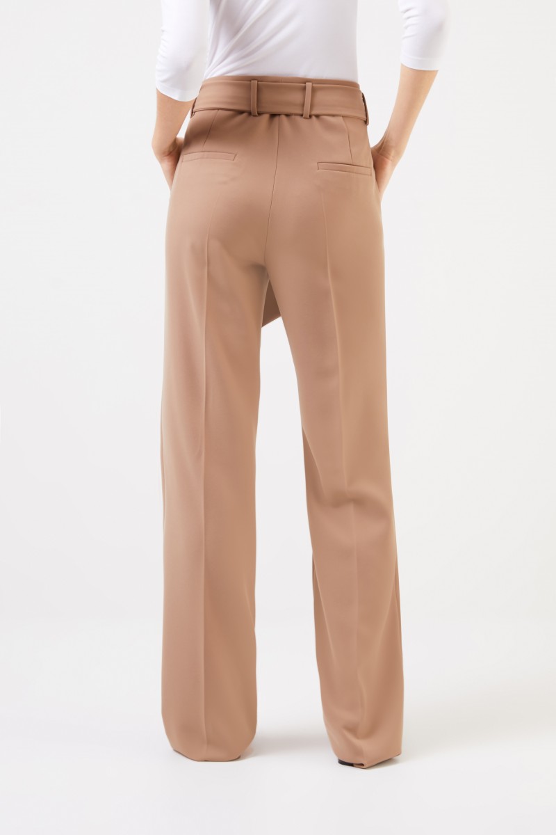 Cambio Fließende Hose 'Malice' mit Gürteldetail Camel