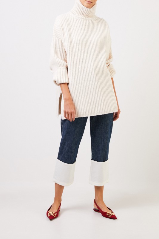 Acne Studios Woll-Rollkragenpullover 'New Disa' Crème