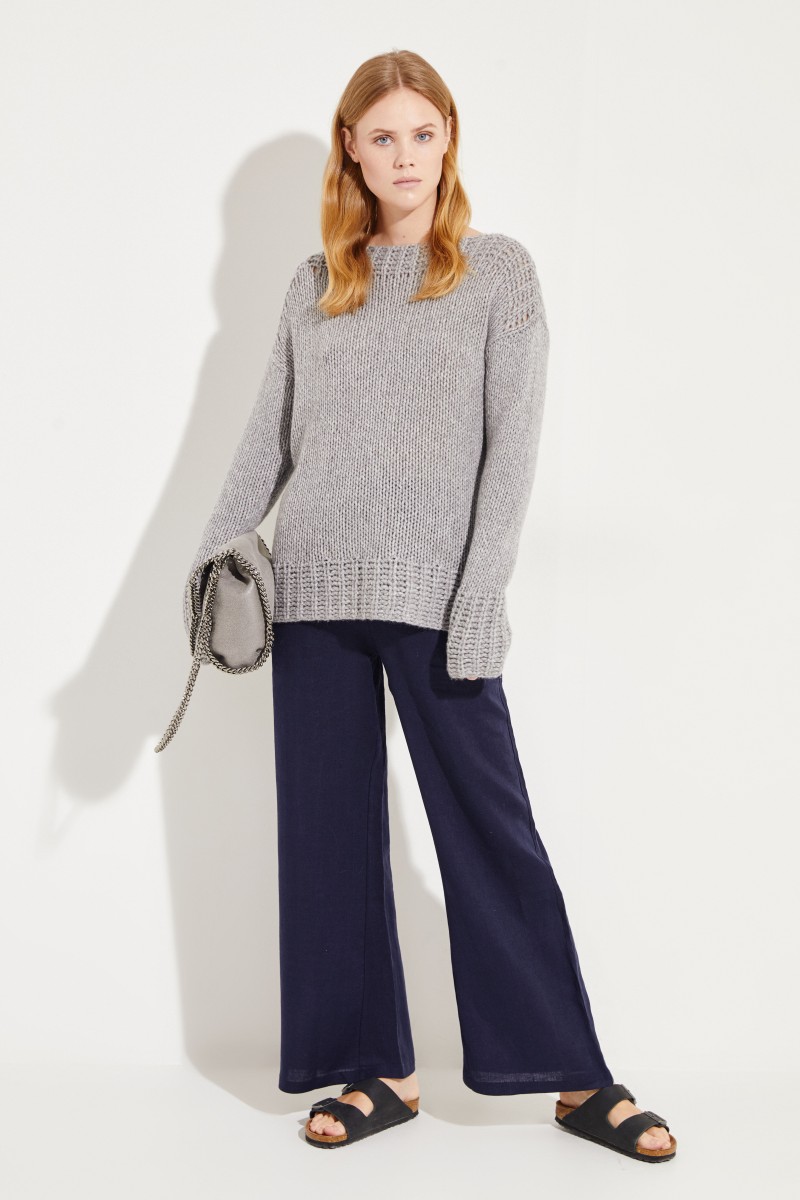 Handstrick-Cashmere-Pullover Grau