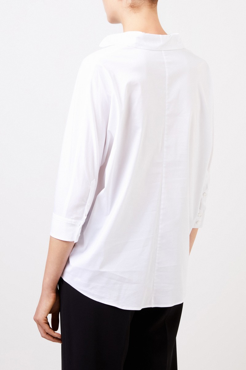 Bluse mit Perlenverzierung Weiß
