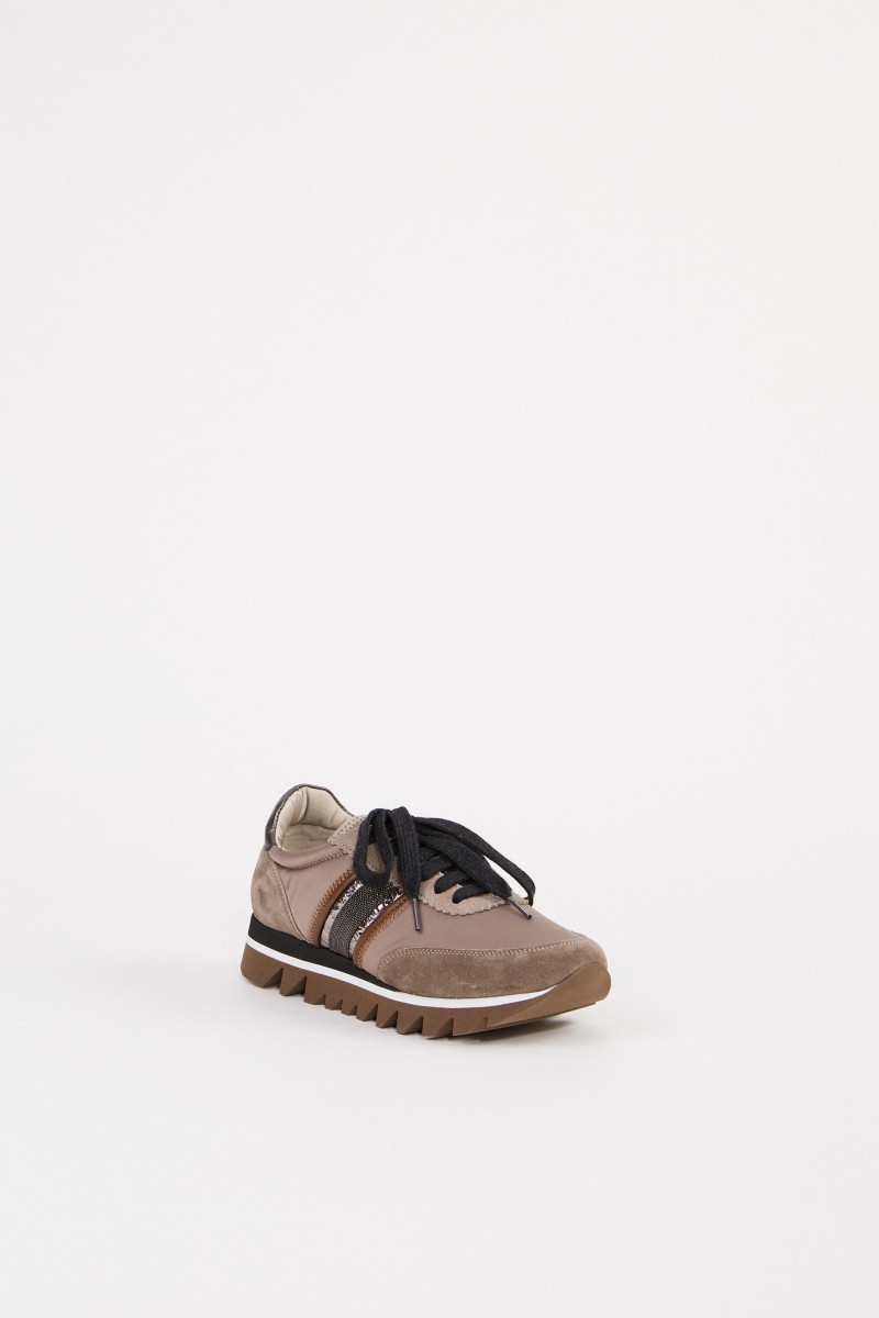Brunello Cucinelli Veloursleder-Sneaker Taupe
